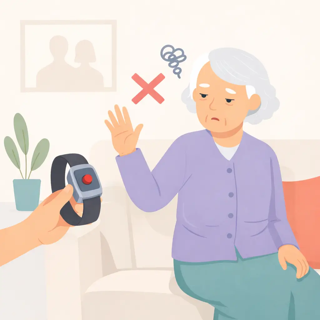 Grandmother refusing to wear a fall-detection bracelet