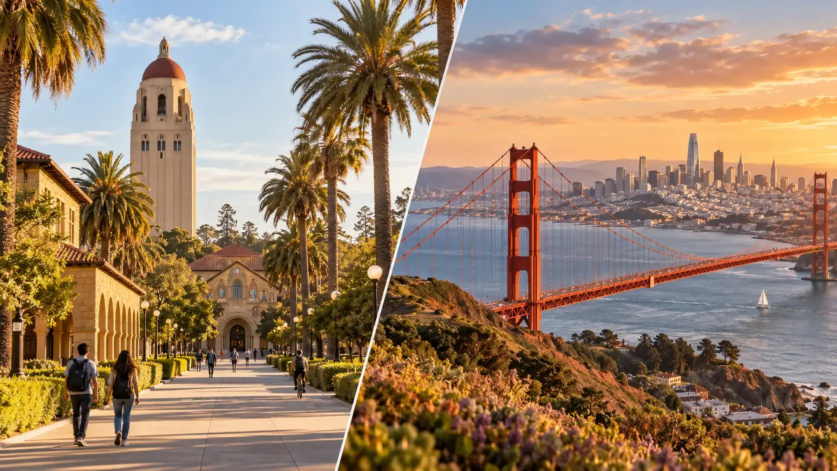 Stanford campus and San Francisco skyline
